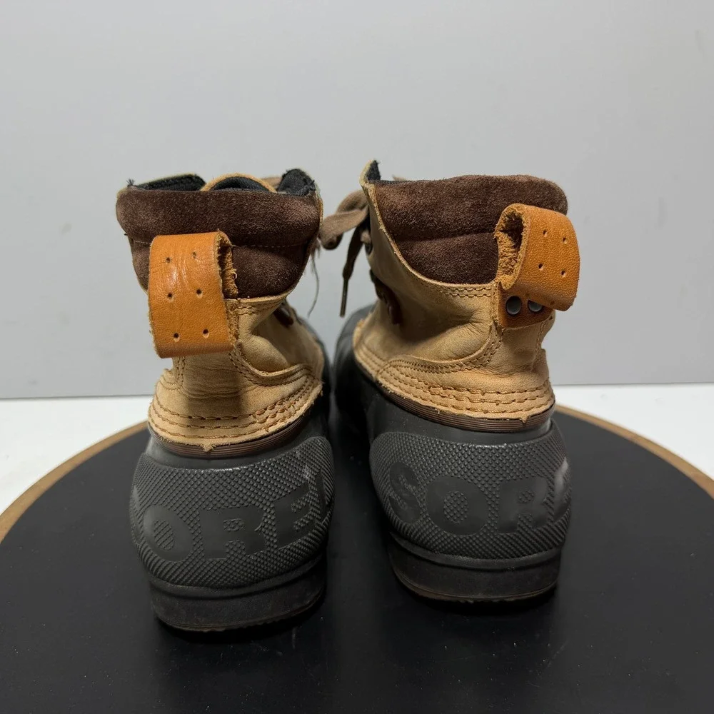 Sorel Cheyanne Lace Duck Boots Men Size‎ 9 Waterproof Leather Tan Brown Gorpcore